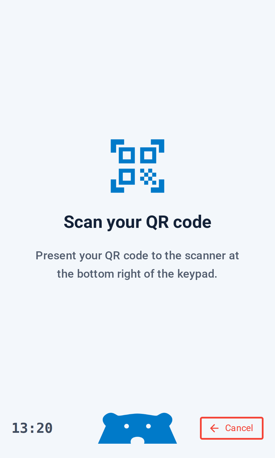 Rzeczywisty ekran prośba o QR klawiatury Bearbox